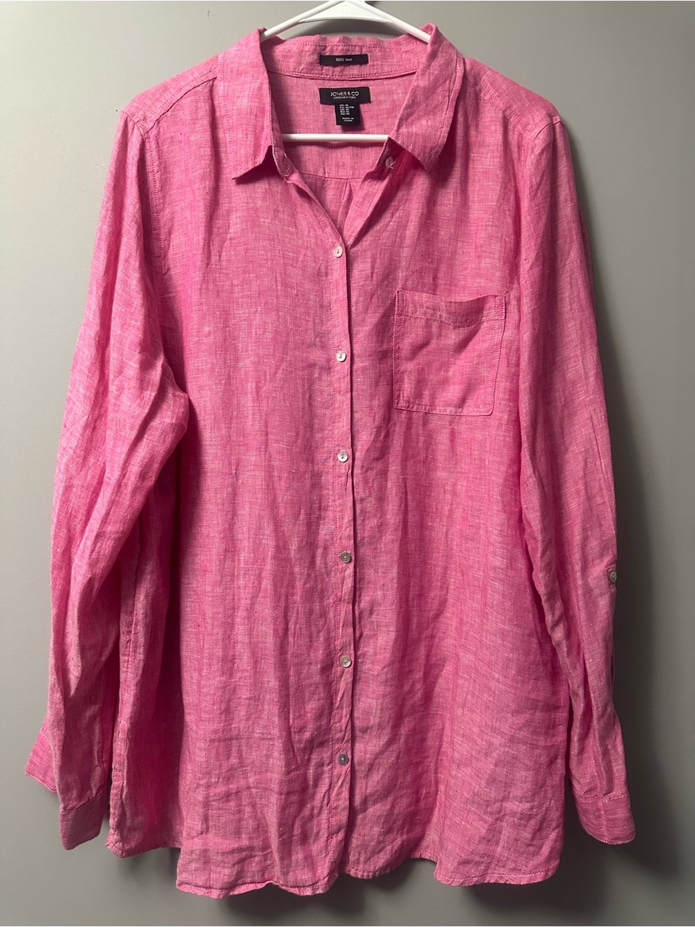 Pink Linen Button-Down Shirt - Classic Women's Shirt